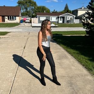 Strapless corset top in silver size medium